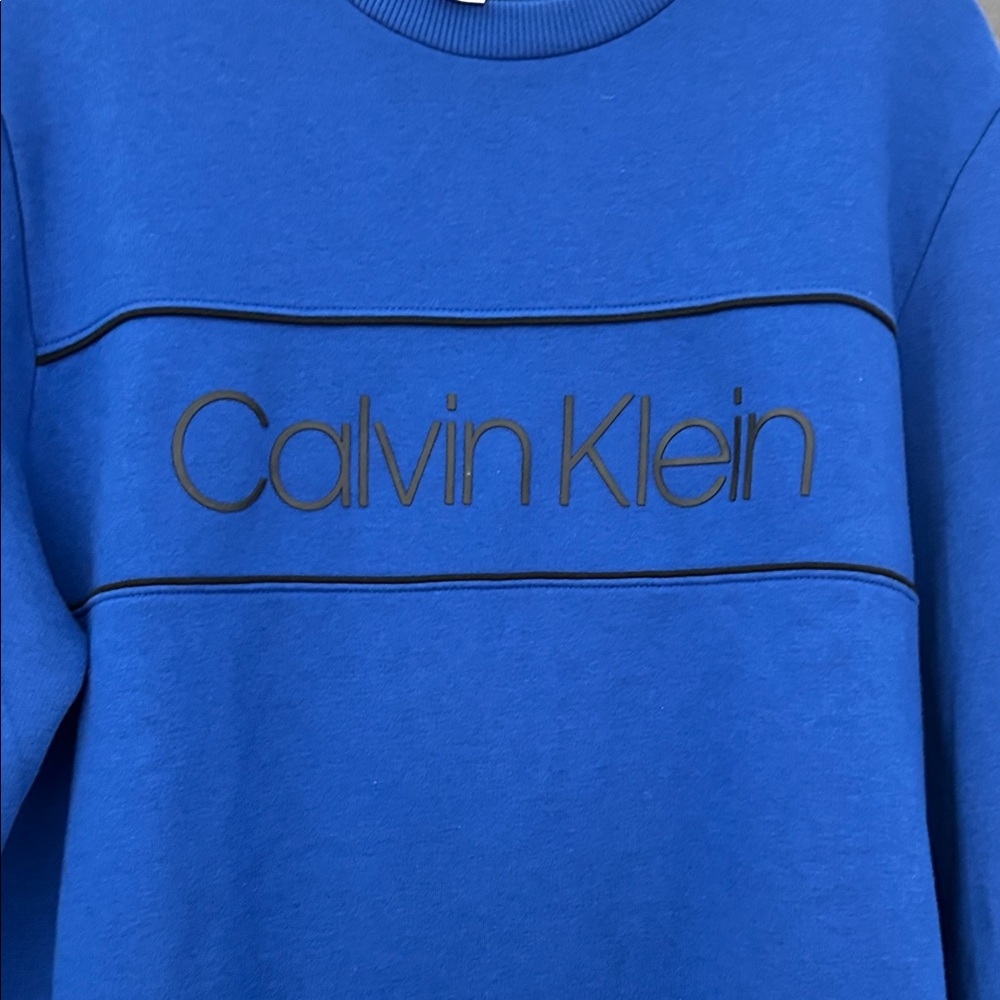 Calvin Klein Royal Blue Crewneck Sweater Men’s Sz M Casual Cozy Unisex Cotton - Picture 4 of 10